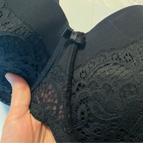 Auden Lined Balconette coverage plus underwire black sexy lace mesh bra 46DDD - Picture 3 of 8